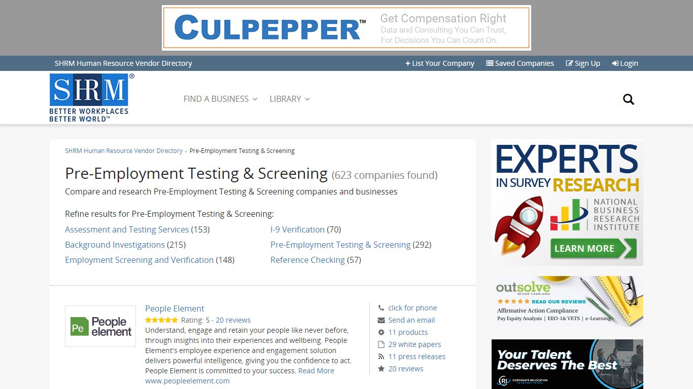 Pre-Employment Testing & Screening (623 companies found) - SHRM