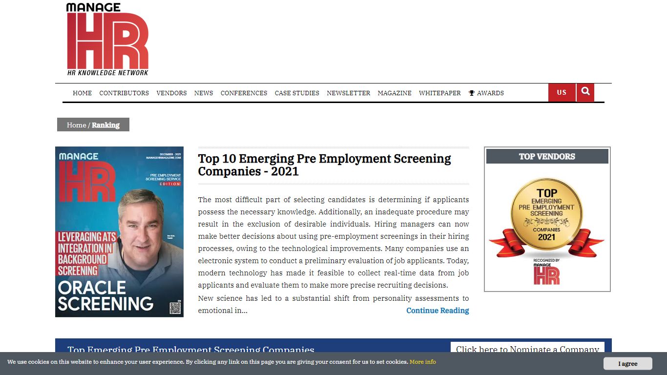 Top 10 Emerging Pre Employment Screening Companies - 2021