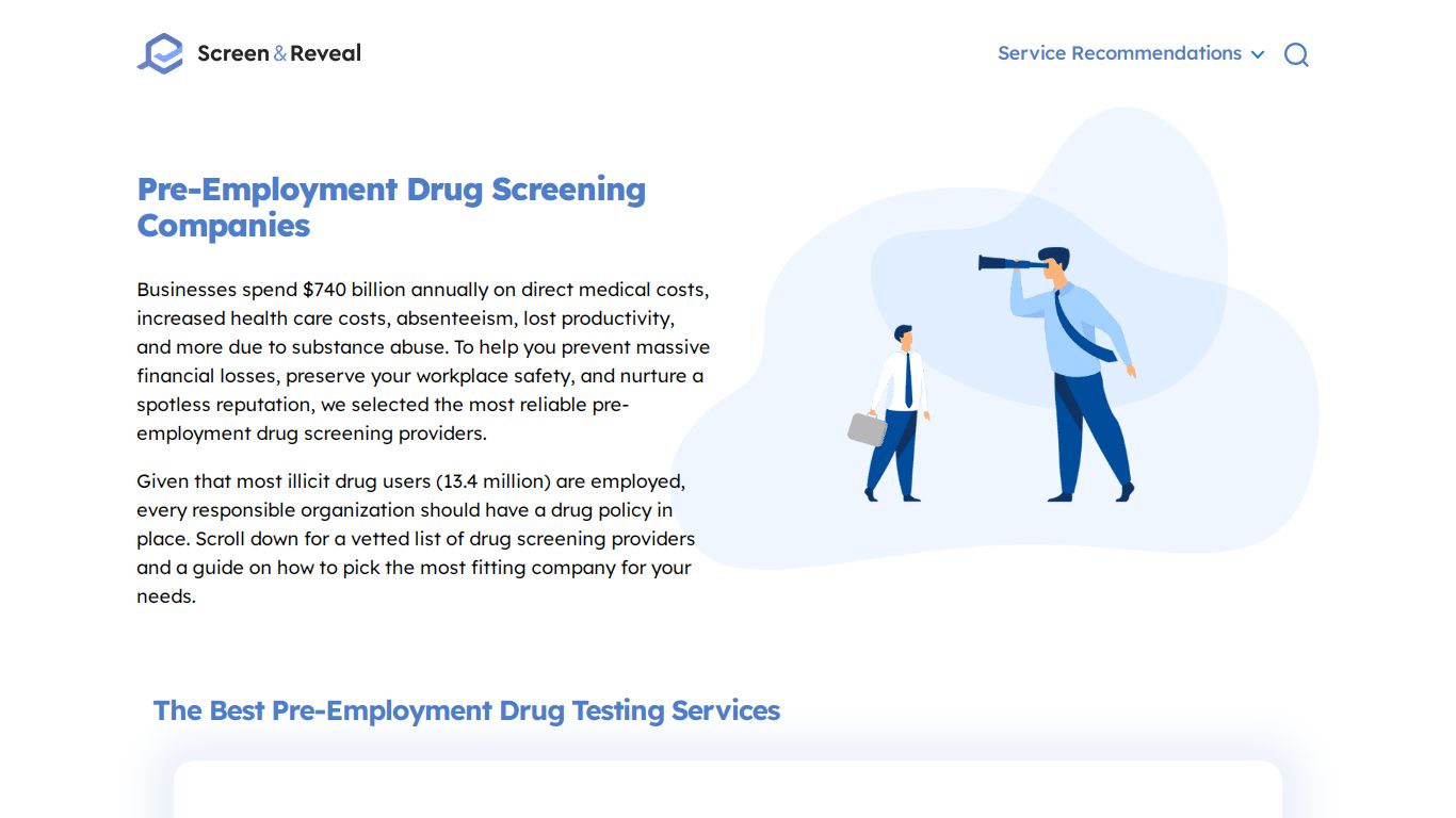 Pre-Employment Drug Screening Companies | Screen and Reveal